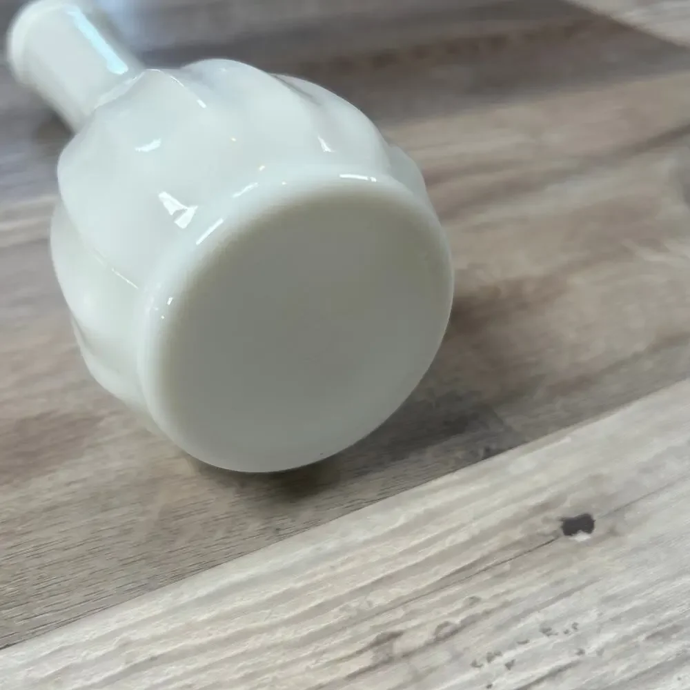 Vintage Milk Glass Bud Vase White Ribbed Panel Swirl 9.5